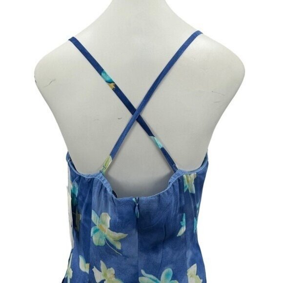 Vintage Hugo Buscati Victorias Secret 14 Wrap Sun Dress Maxi Floral Blue New - Picture 11 of 14